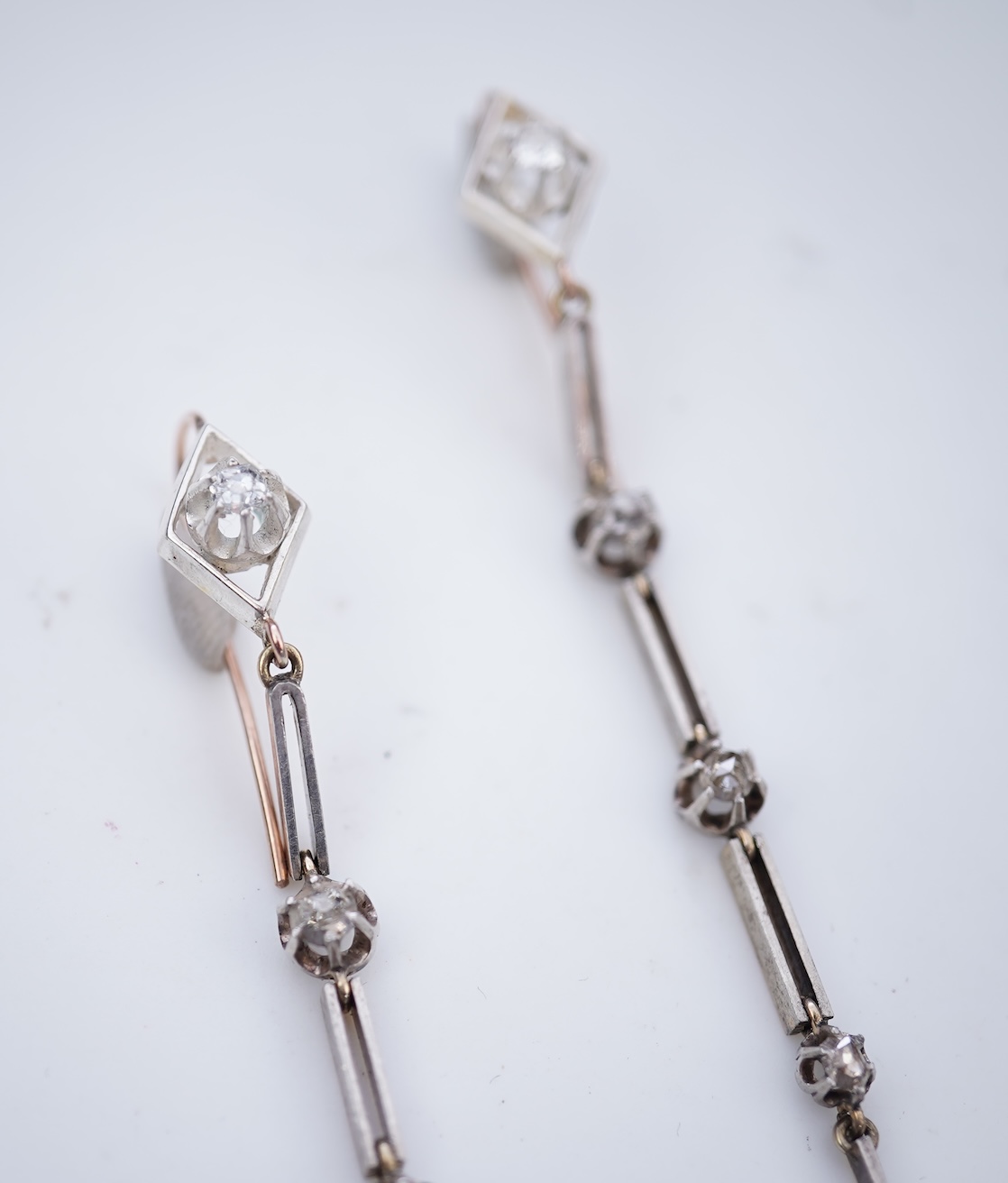 A pair of diamond earrings, late 19th century composite